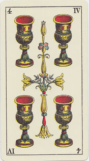Four of Cups from the Tarot Genoves Tarot Deck