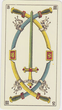 Three of Swords from the Tarot Genoves Tarot Deck
