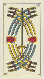 Seven of Swords from the Tarot Genoves Tarot Deck