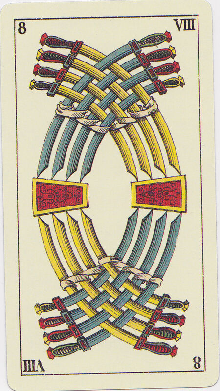 Eight of Swords from the Tarot Genoves Deck