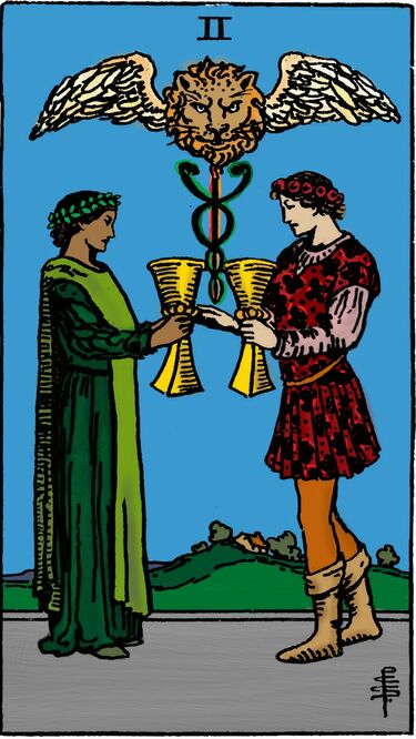 Two of Cups from the Vivid Waite Smith Tarot Deck