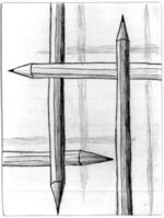 Four of Pencils from the Uncarrot Tarot Deck