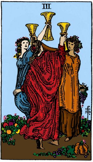 Three of Cups from the Vivid Waite Smith Deck