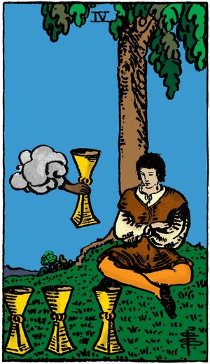 Four of Cups from the Vivid Waite Smith Tarot Deck