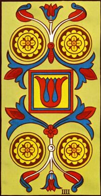 Read about Four of Coins from the Marseilles Pattern Tarot Deck