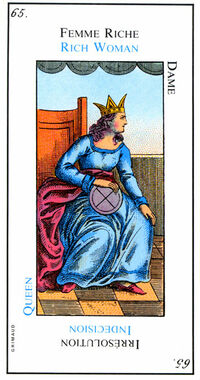 Queen of Coins from the Grand Etteilla Cartomancy Tarot Deck