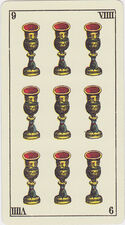 Nine of Cups from the Tarot Genoves Tarot Deck